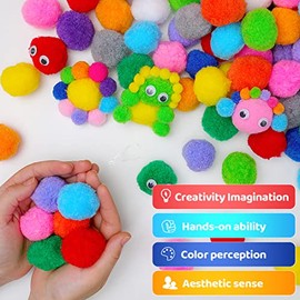Praisebank Yellow Pom Poms, 90pcs, 1.5inch/4cm, for Arts and Crafts, Balls in Jar