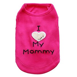 Dog Shirts I Love My Mom/Mommy Dad/Daddy Clothes Doggy Slogan Costume Cute Heart Vest for Small Dogs Puppy T-Shirt