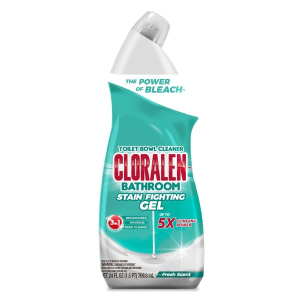 Cloralen - Toilet Bowl Cleaner Liquid Gel - Household Bathroom Cleaner With 5X Clinging Bleach Power For Multisurface Stain And Odor Removal - (24 oz) (1750)