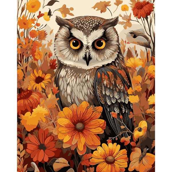 HEIBAGO Owl Paint by Numbers, Flowers Paint by Numbers for