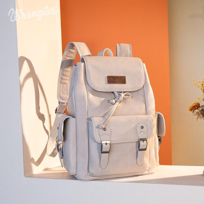 Wrangler Genuine Leather Backpack - Color: Beige