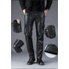 Idopy Men`s Multi Pockets Motorcycle Workwear PU Faux Leather Cargo