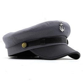 Maticr Unisex Yacht Captain Hat Chauffeur Hats, Newsboy Cap Anchor Skipper Hat Cabbie Paperboy Beret Cap (Grey)