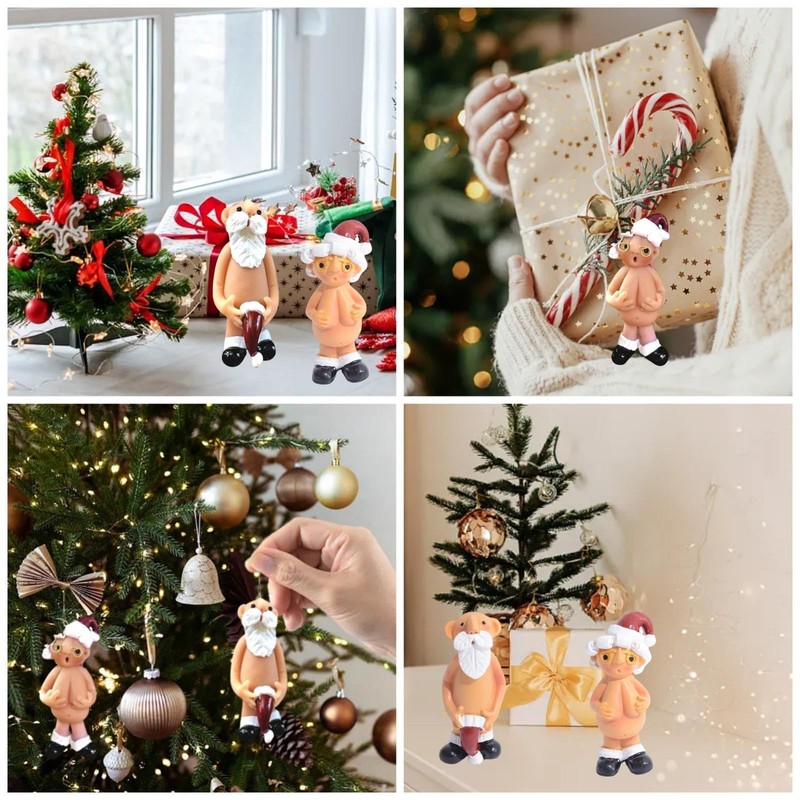 4PCS Xmas Decorations Naughty Santa Ornament Naughty Santa Tree Hanging