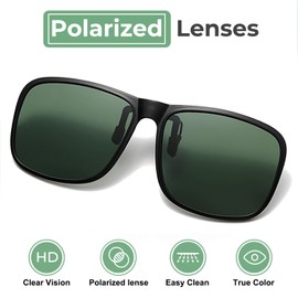 SULIVES Polarized Clip On Sunglasses for Men Women, Anti-Glare UV400 Protection Flip Up Sunglasses for Driving Travel Outdoor Sport, Green