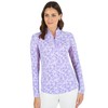 IBKUL Athleisure Wear Sun Protective UPF 50+ Icefil Cooling Tech Abstract Skin Print Long Sleeve Mock Neck Top – 10487 Lavender Abstract Skin M