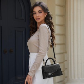 Vulkitty Small Handbags for Women Mini Women's Crossbody Bags Satchel Bag with Convertible Strap Top Handle Small Purses for Women, Black