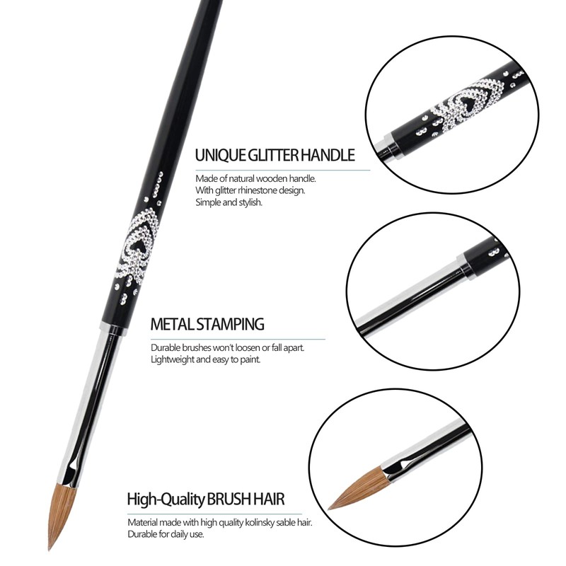 BQAN 3D Kolinsky Nail Art Brush 1Pc #4, Professional nail