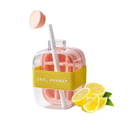 2-in-1 Ice Cube Tray Water Bottle with Straw, BPA-Free Press and Release Ice Maker Cup, Leak-Proof Portable Drink Container for Freezer, Travel, Gym, and Home Use(Pink)