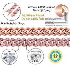 TOPGRILLZ 8mm Cuban Link Anklets for Women 6 Times 14K Gold Plated Fashion Foot Jewelry Gift (Rose Gold, 10)