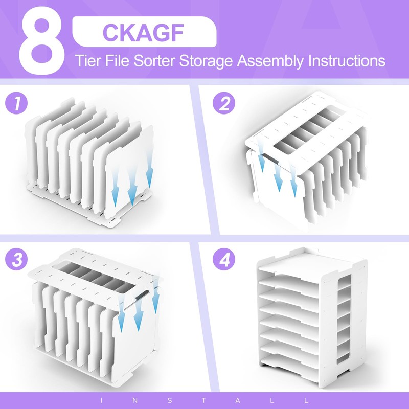 CKAGF 12x12 Paper Organizer Storage, 8 Tier Scrapbook Paper Storage