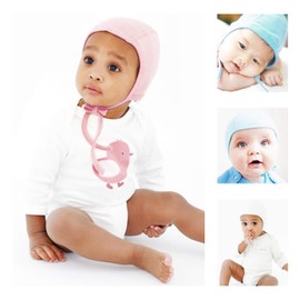 JELLYTREE Baby Hat Bonnet Cotton Soft Toddler Earflap Hats Infant Girls Beanie Pilot Caps, White + Light Pink, M