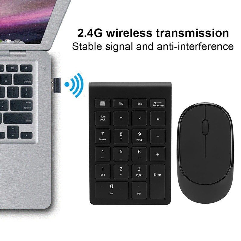 GOWENIC Combo de Teclado y Mouse Inalámbricos, Teclado Numérico Ergonómico