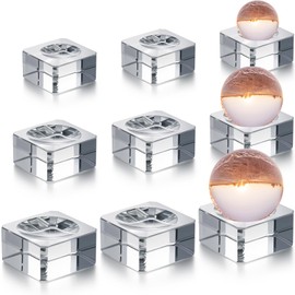 Beeveer 9 Pieces Square Crystal Display Bases in 3 Sizes Crystal Ball Stand Clear Sphere Holder for Crystal Balls Golf Ball Acrylic Home Decoration
