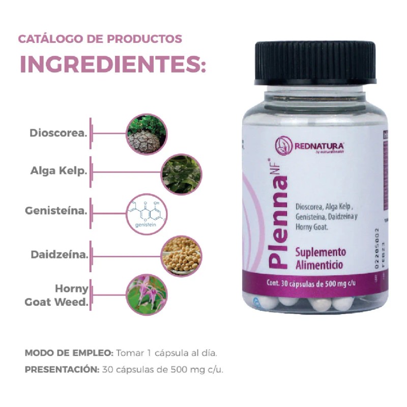 Red Natura Plenna Suplemento Para Mujeres 30 Cap 500mg Sabor