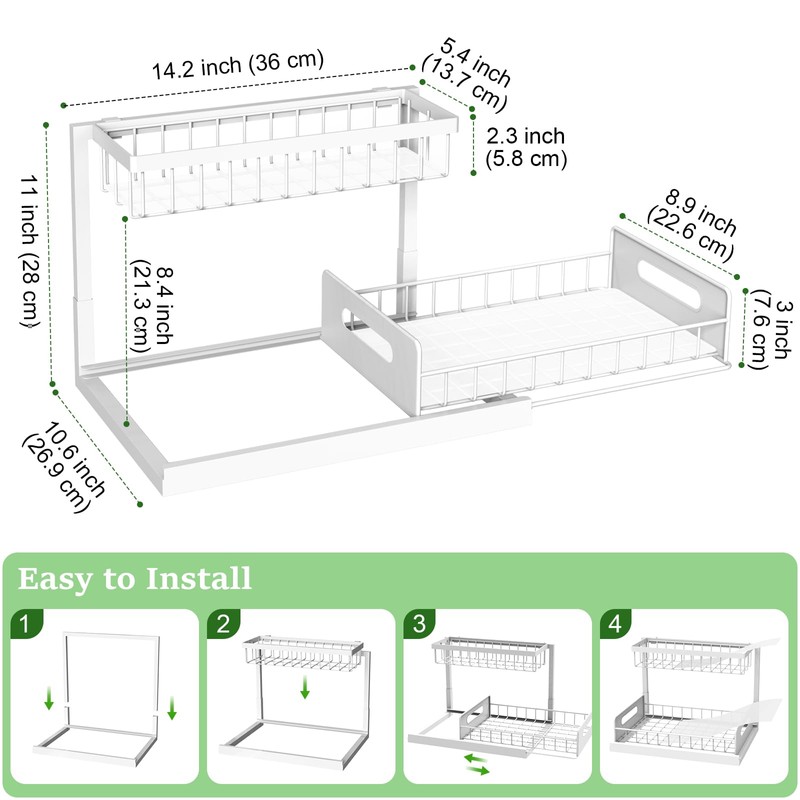 REALINN Under Sink Organizer, Pull Out Cabinet Organizer 2 Tier