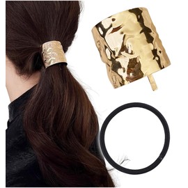 Herbeluemily Pony Hook Hair Ornament, Metal, Hair Tie, Hair Cuff, Barrette, Hair Clip, Hair Clasp, Gold