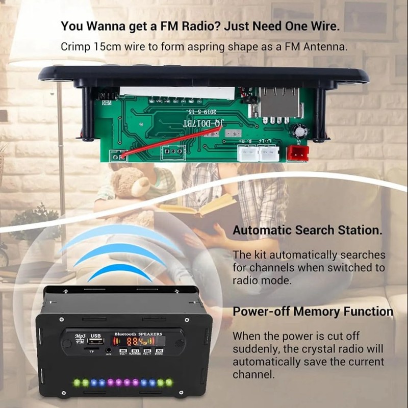 Stroagymoon DIY Bluetooth Speaker Kit LED FM Radio USB Mini