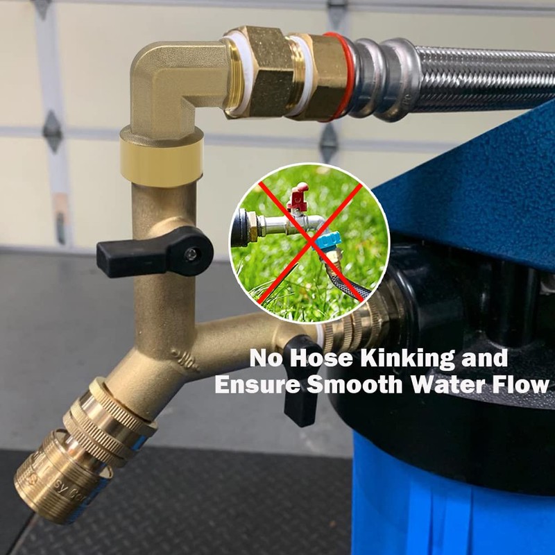 Hooshing 2PCS Brass Garden Hose Elbow Connector 90 Degree 3/4