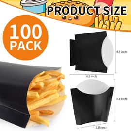 100 Pack 4oz French Fry Box Small French Fry Containers Black and White Stripes French Fry Holder Disposable Popcorn Cups Paper Takeout Boxes for Black and White Party