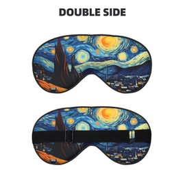 Sleep Eye Mask The Starry Night Village Sleep Mask for Women Men Comfortable Eye Mask with Adjustable Strap Soft Eye Cover Blindfold for Travel Yoga Nap Shift Work