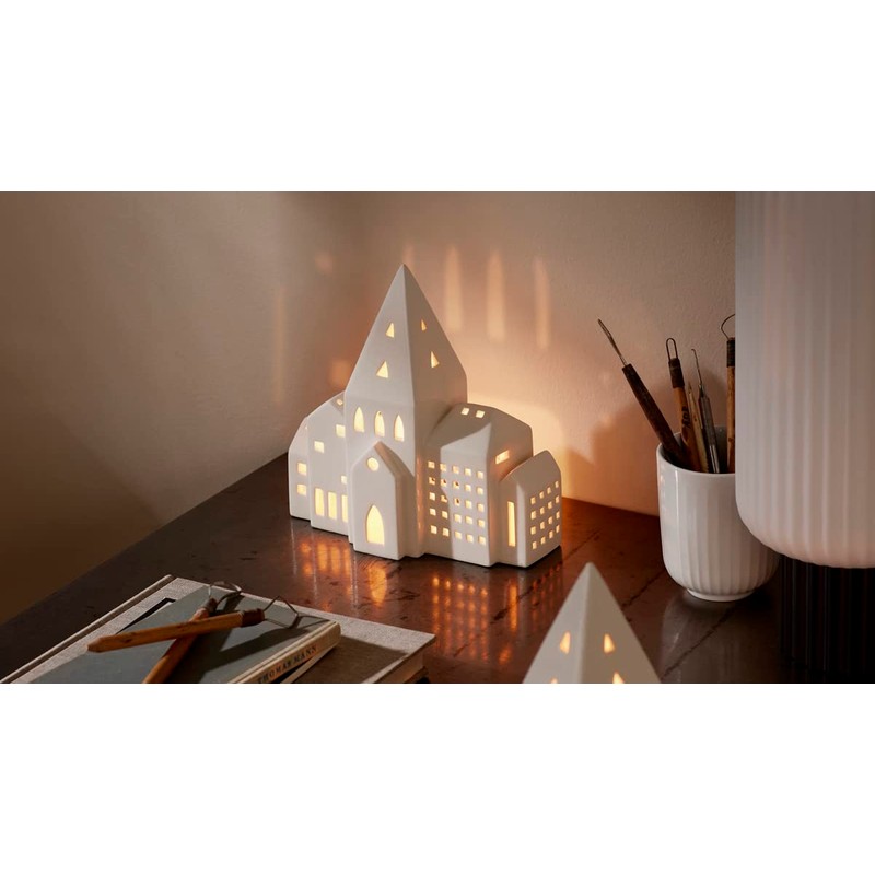 Kähler City Urbania Light House Ceramic Architectural Clear Silhouette Blue