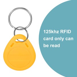 MECCANIXITY ID Card Key Fobs RFID Proximity 125KHz Read Only Contactless Token Tag for Door Entry Access Control Yellow 20 Pack