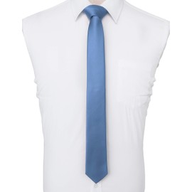 JEMYGINS Men's Necktie, Extra Narrow Tie, Skinny Tie, 2.4 inches (6 cm) Wide, Thin, Youth Necktie, Washable, blue (light)