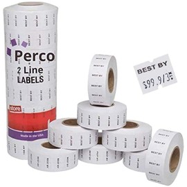 Perco Best by 2 Line Labels - 1 Sleeve, 6,000 Best by Labels for Perco 2 Line Date Guns