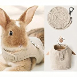 MANON ROSA Rabbit Harness and Leash Set - Escape-Proof Adjustable Vest Harness for Dwarf Bunnies, Soft Padded Conejos Collar with Safety Buckle, Small Animal Walking Accessories