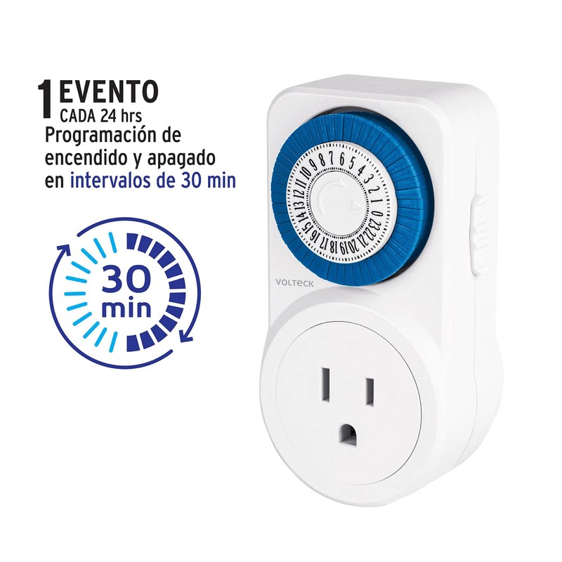 Volteck TEM-1B, Temporizador analógico 1 Evento, intervalos de 30 min