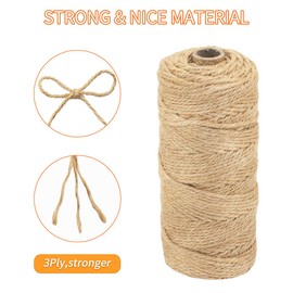 Hilpaty Jute Twine 3 mm 100 m Natural Jute Cord with 3 Fibres Strong Jute Yarn for Decoration Garden Floristry DIY Art Bundling Crafts and Wrapping