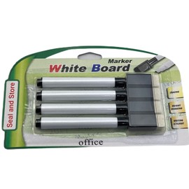 4 Black Magnet White board whiteboard marker pens dry erase easy wipe eraser