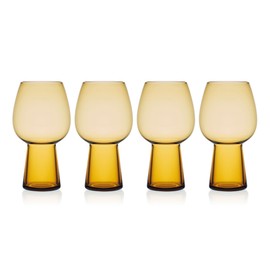Mikasa Phoebe Goblet Beer Beverage Glass, Set of 4, Amber