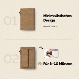 Manmaxim Men Card Wallet RFID Blocking, Slim Mens Wallets Pop Up Credit Card Holder, Smart Men Magnetic Wallet Minimalist Metal Card Case with Coin Pocket & ID Window, C03-Crazy Horse Brown