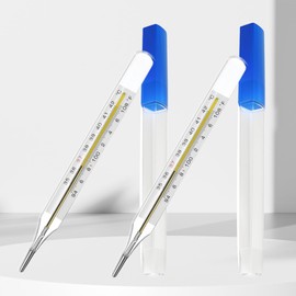 ℃&℉ Clinical Glass Thermometer for Underarm 2PCS - Classic Non Digital Thermometer for Adults - Accurate Easy Reading by AiBi TECH