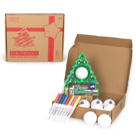 ZingChristmas Tree Decorating Kit - Includes Christmas Tree DIY Ornament Decorating Spinner Arts and Crafts Kit and 8 Colorful Quick Drying Markers [Cap Colors May Vary]