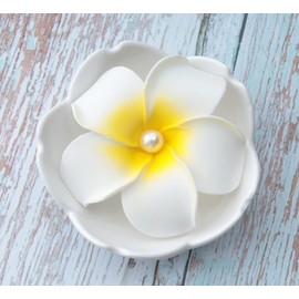 Sowaka 3 Pcs Plumeria Flower Hair Clip with Pearl Multi Size White Hawaiian Foam Hair Accessories for Women Girls Beach Bridal Wedding Party Headpieces Decoration (White)