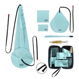 Imelod Saxophone Cleaning Kit with Bag for Alto Tenor Clarinet and Other Wind & Woodwind Structures Includes Saxophone Cleaning Cloth (4 Pieces) Mouthpiece Brush (Light Blue)