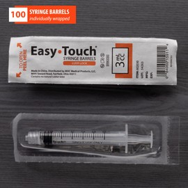 EasyTouch Luer-Lock Syringe Barrel, 3ML Syringe, Pack of 100
