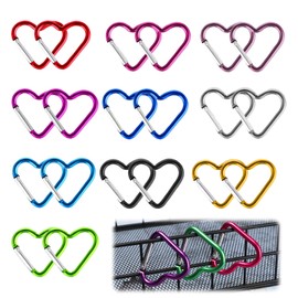 RANYAKE Aluminum Carabiner Heart Shape 20pcs 10 Colors Keychain Decoration Hanging Items