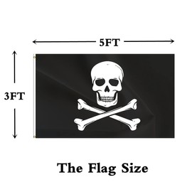 ANCONINE Double Sided Pirate Jolly Roger Skull Flag - Skull Bones Flag 3x5FT for Outdoor Indoor,Heavy Duty 3Ply 220D Polyester Double Stitched and Flags with 2 Brass Grommets.
