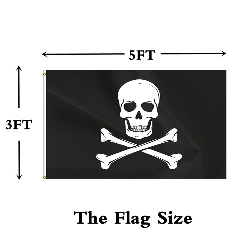 ANCONINE Double Sided Pirate Jolly Roger Skull Flag - Skull