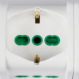 FANTON 481224-B Multiple Socket 9 Places with 3 Universal Sockets and 6 Double Valued Italian Side Sockets Power Strip Small Plug 10 A Cable 1.5 m - Colour White