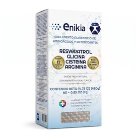 Resveratrol, L Glicina, L Arginina y L Cisteína, Suplementos alimenticios con aminoácidos y antioxidantes elaborados con NANOTECNOLOGIA 60 sobres ENIKIA
