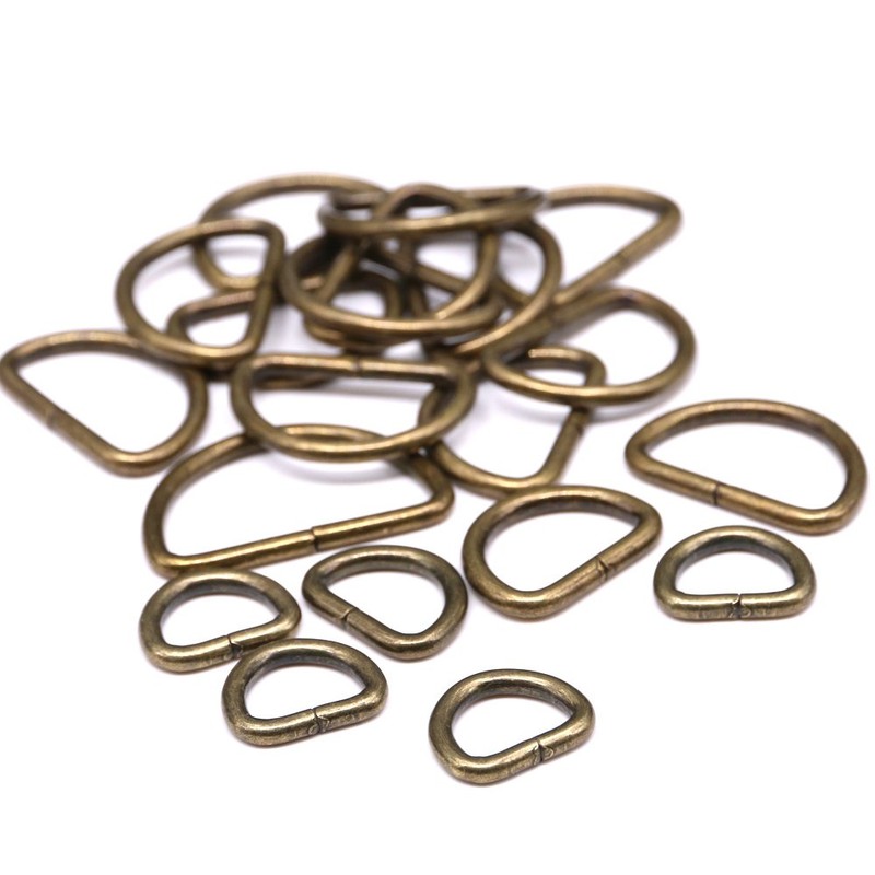 Swpeet 100 Pcs Bronze Assorted Multi-Purpose Metal D Ring Semi-Circular