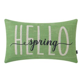 TRENDIN Spring Pillow Covers 12x20 inches Farmhouse Hello Easter Decor for Sofa Couch Lumbar Decorative Cushion Covers Pillowcase Easter Day Gift Green PL814TR