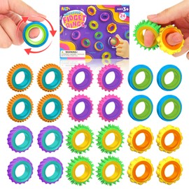 Fidget Toy Sensory Rings for Kids, 24 Pack Finger Spinner Rings - Texture Stress Finger Toys for Kids Autism Calming - Fun Fidgets for ADHD Classroom