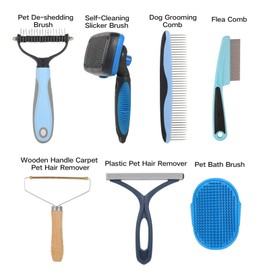 LYONGSMENT 7 in 1 Pet Deshedding Brush Set, Pet Brush Set For Dog and Cat, Dog Grooming Brush Kit, Dog Undercoat Brush Set, Dog Grooming Kit For Long Haired Dogs, Large Dog Accessories For Home