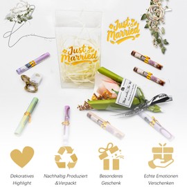 Hochzeitsgeschenke für Brautpaar, LED Mini-Blumenstrauß-Geschenkbox, Hochzeitsgeschenk Geld mit Trockenblumen und LED-Leuchten, Geldgeschenke Hochzeit Verpackung, Just Married (Rosa-1)